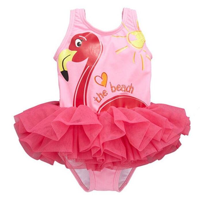 Flamingo Baby Girls Bikini Bottoms One-pieces TuTu Princess Dresses Clothing Infant Toddler Kids Pink Swimwear Children Bathing